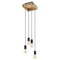 43591 Подвесной потолочный светильник (люстра) WOOTTON, 4Х40W, E27, L250, B250, H1100, сталь/дерево,