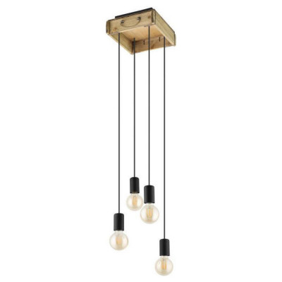 43591 Подвесной потолочный светильник (люстра) WOOTTON, 4Х40W, E27, L250, B250, H1100, сталь/дерево,