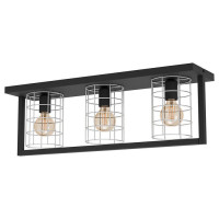 43661Настенно-потолочный светильник JUBILY, 3Х40W, E27, L770, B190, H255, сталь/цинк, черный/оцинков