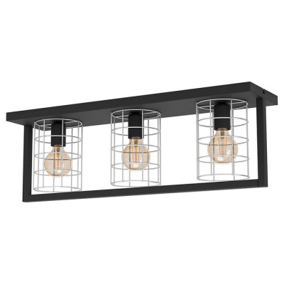 43661Настенно-потолочный светильник JUBILY, 3Х40W, E27, L770, B190, H255, сталь/цинк, черный/оцинков