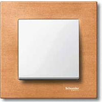 Выключатель 1-клавишный, вставка - белый, рамка - бук, серия M-Elegance