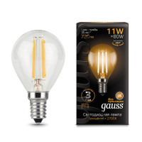 Лампа Gauss Filament Шар 11W 810lm 2700К Е14 LED 1/10/50, 105801111 Лампа Gauss Filament Шар 11W 810lm 2700К Е14 LED 1/10/50, 105801111