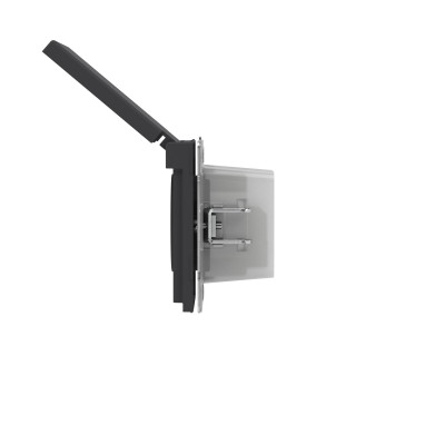 DKC KANT Розетка силовая, 2P+E, с з/ш, с крышкой, IP44, черный уголь, 7012013