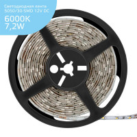 Лента Gauss LED Elementary 5050/30 12V 7.2W 6500K 10mm IP66 5m (ZIP bag) 1/50, 356000307