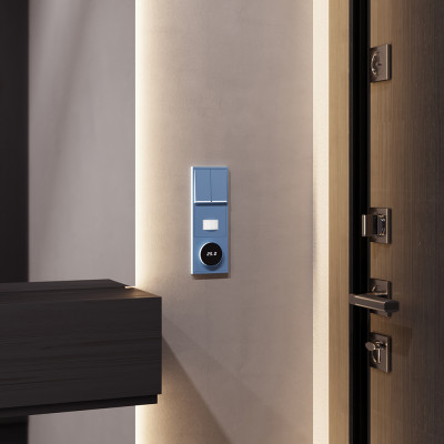 Терморегулятор электронный VOLTUM S70 с индикацией и датчиком, для теплого пола, (деним), VLS070115