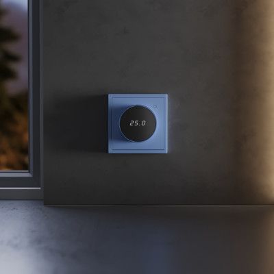 Терморегулятор электронный VOLTUM S70 с индикацией и датчиком, для теплого пола, (деним), VLS070115