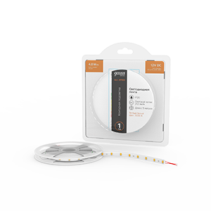 Gauss Лента Basic 12V 4,8W/m 312lm/m 3000K IP20 LED 5m 1/100, BT005