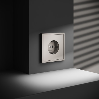 Розетка встраиваемая VOLTUM S70 с заземлением и защитными шторками, 16А, (кашемир), VLS040203