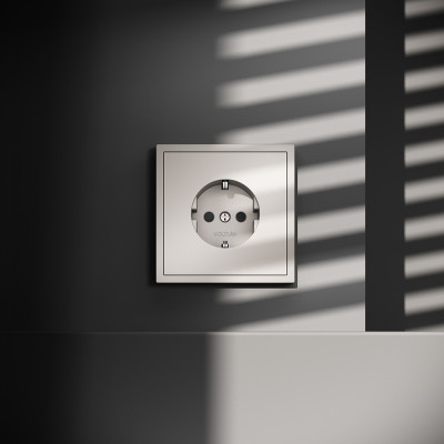 Розетка встраиваемая VOLTUM S70 с заземлением и защитными шторками, 16А, (кашемир), VLS040203