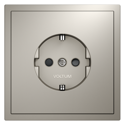 Розетка встраиваемая VOLTUM S70 с заземлением и защитными шторками, 16А, (кашемир), VLS040203