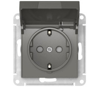 ATN000946S - ATLASDESIGN РОЗЕТКА с заземлением со шторками с крышкой,16А,IP20, мех.,быстрозажим. клем., СТАЛЬ, Systeme Electric