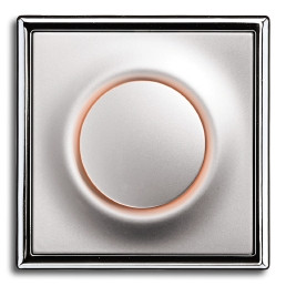 ABB Выключатель 1-клавишный, вставка -  алюминий, рамка - хром, серия Impus