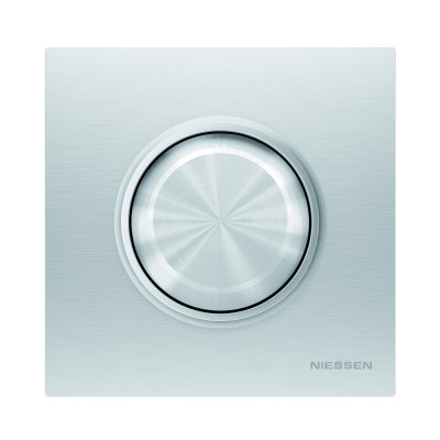 ABB Выключатель 1-клавишный, вставка - хром, рамка - нержавеющая сталь, серия Sky