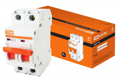 Авт. выкл.ВА47-29 2Р  1А 4,5кА х-ка D TDM Electric, SQ0206-0148
