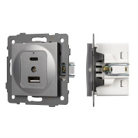 049840 - Механизм USB розетки SCT-MUAC-PL-GR-V (5V, 3A, QC4) (Arlight, -)