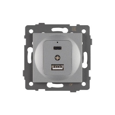 049840 - Механизм USB розетки SCT-MUAC-PL-GR-V (5V, 3A, QC4) (Arlight, -)