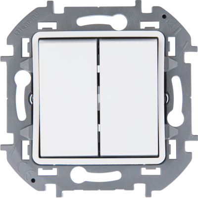 Legrand Переключатель двухклавишный с подсветкой - Legrand Inspiria - 10A 250В безвинтовые зажимы - белый, 673665