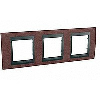 MGU66.006.2M4 - UNICA TOP РАМКА 3-постовая, горизонтальная, ГРАФИТ/ТАБАЧНОЕ ДЕРЕВО