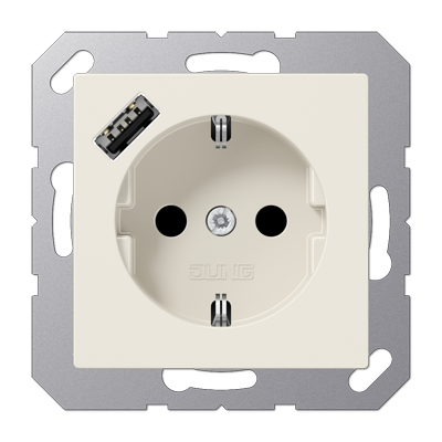 Розетка SCHUKO® с USB-зарядным устройством, тип А; термопласт; слоновая кость, A1520-18A