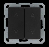 Выключатель двухклавишный для штор 10A 250V~ с накладкой, цвет Антрацит, G3028B, Jasmart Electric