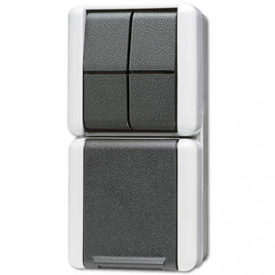 Комбинация - розетка и сдвоенный выключатель; для накладного монтажа IP44, 875W