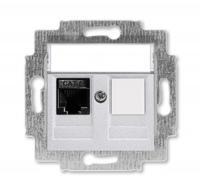 5014H-A61017 70W - Розетка информационная ABB Levit RJ45 категория 6 и заглушка серебро - 2CHH296117A6070