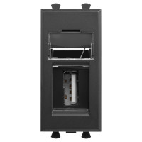 4412401 - ДКС USB 2.0 розетка модульная, тип А-А, "Avanti", "Черный матовый", 1 модуль