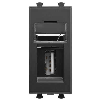 4412401 - ДКС USB 2.0 розетка модульная, тип А-А, "Avanti", "Черный матовый", 1 модуль