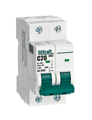 DEKraft Авт. выкл. без теплозащиты 2P 20А х-ка C 6кА ВА-103M