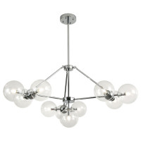 LUSSOLE HARTWELL Люстра подвесная, цвет основания - хром, плафон - стекло (цвет - прозрачный), 10x40W G9, LSP-8392