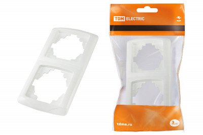 Рамка 2-х постовая горизонтальная белая "Онега" TDM Electric, SQ1805-0024