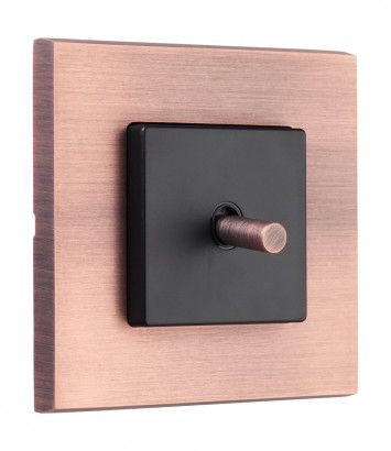 Fede Выключатель 1-клавишный, тумблерный, цвет Черный - Brushed Copper, серия Soho