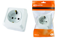 Розетка 2П+3 открытой установки IP20 16А 250В (керамика) белая "Ладога" TDM Electric, SQ1801-0111