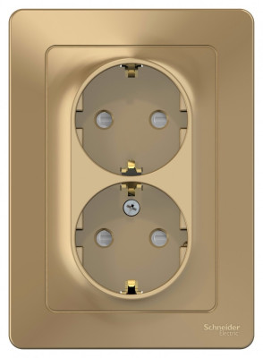 BLANCA С/У РОЗЕТКА двойная с заземлением со шторками, 16А, 250В, ТИТАН