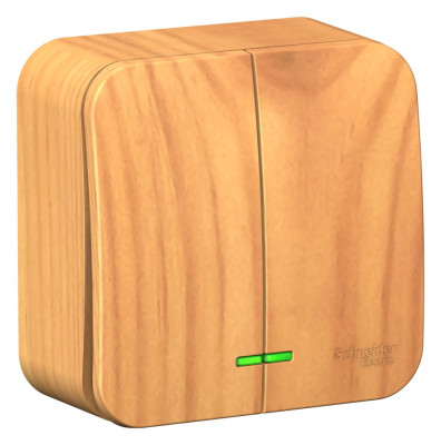 BLNVA105115 - BLANCA О/У 2-клавишный ВЫКЛЮЧАТЕЛЬ (сх.5) с подсветкой, ИЗОЛ.ПЛ, 10А, 250В, ЯСЕНЬ, Systeme Electric