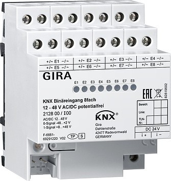 212800 Gira KNX двоичный вход 8-местн. 12 – 48 В AC/DC, беспотенциальный