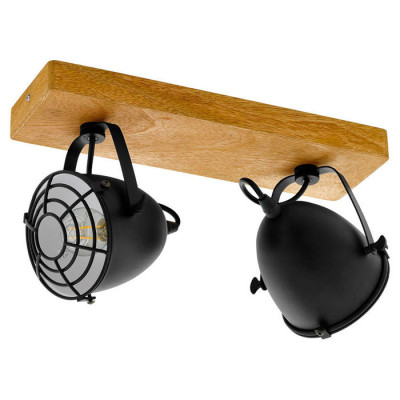 49077 Спот GATEBECK, 2х40W (E14), L360, B110, H205, дерево, натуральный/сталь, черный