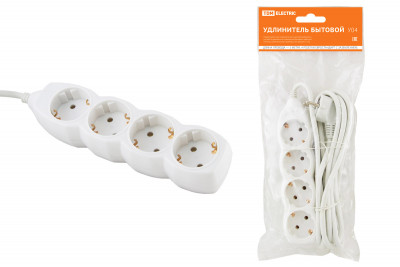 Удлинитель бытовой  У04  4 гнезда, 3метра, с заземлением, ПВС 3х1мм2  16А/250В TDM Electric, SQ1303-0011