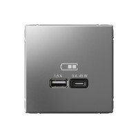 GAL000929 - ARTGALLERY USB РОЗЕТКА A + тип-C 45Вт высокоскор.заряд. QC, PD, механизм, СТАЛЬ, Systeme Electric GAL000929 - ARTGALLERY USB РОЗЕТКА A + тип-C 45Вт высокоскор.заряд. QC, PD, механизм, СТАЛЬ, Systeme Electric