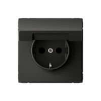 GAL001446 - ARTGALLERY РОЗЕТКА с заземл. со шторк. с крышкой, 16А, IP20, механизм, БАЗАЛЬТ, Systeme Electric