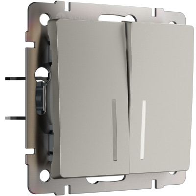 Werkel W1222104/ Выключатель двухклавишный проходной с подсветкой (дымчатый), a069459