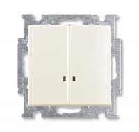 ABB BJB Basic 55 Шале (бел) Выключатель 2-клавишный с подсветкой
