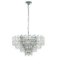 39627 Подвес CALMEILLES 1, 10x25W(E14), ?780, H1590, сталь, хром/хрусталь, прозрачный