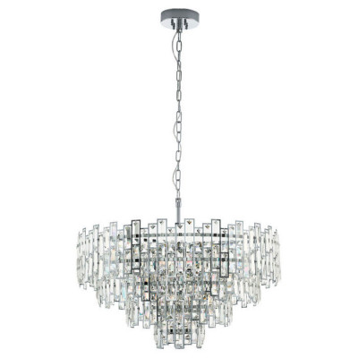 39627 Подвес CALMEILLES 1, 10x25W(E14), ?780, H1590, сталь, хром/хрусталь, прозрачный