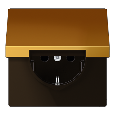 Штепсельная розетка SCHUKO 16A 250V~ с откидной крышкой; металл цвета золота, GO1520KL