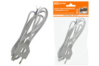 Шнур с плоской вилкой с вырезом ШУ04 ШВВП 2х0,75мм2 1,7 м. серебр. металлик TDM Electric, SQ1305-0035