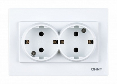 Chint 2-местная розетка с заземляющим контактом 16А 250В модульная, 715396