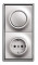 ABB Блок: Выключатель 1-клавишный с розеткой 2к+з, вставка -  алюминий, рамка - хром, серия Impus