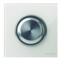 ABB Выключатель 1-клавишный, вставка - хром, рамка - белое стекло, серия Sky