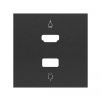 Simon 10001095-238 Накладка розетки HDMI + USB цвета черный матовый S100